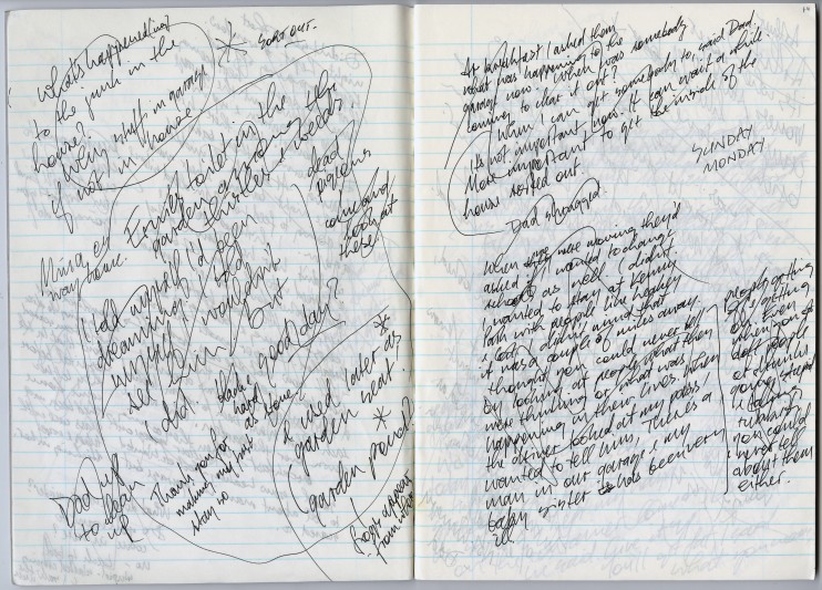 Pages from Almond's notes for his first novel 'Skellig', 1998.
