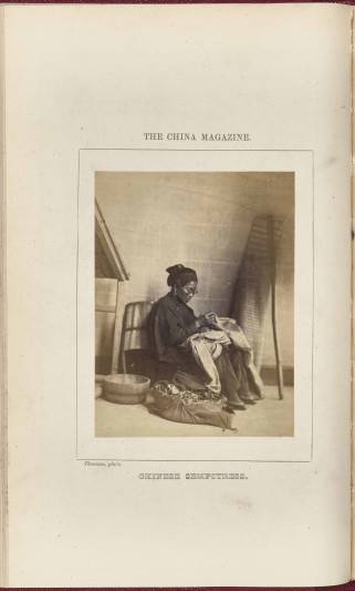 John Thomson: photograph of a Chinese seamstress. 