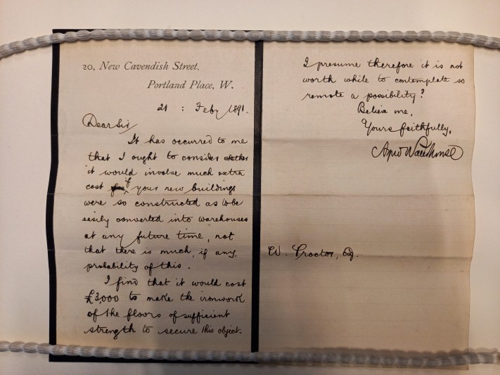 Letter by Alfred Waterhouse to Mr Proctor, 21 February 1891