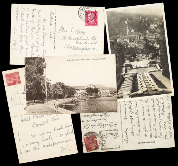 Selection of Lawrence's postcards to his niece.  Images courtesy of Nottingham University.