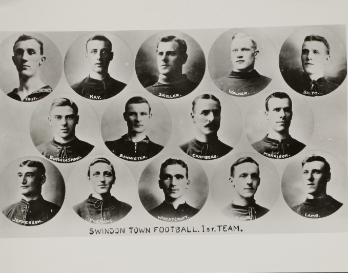 Left: Photograph of the Swindon Town Football Club 1st team, c1909.