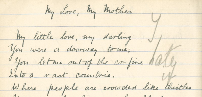Opening lines of a poem from DH Lawrence's University College, Nottingham notebook, 1911. Courtesy of Manuscripts and Special Collections, University of Nottingham.
