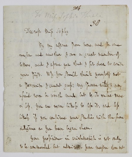 Detail of Johnson’s letter to Sophia Thrale.