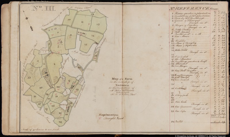 A page from the Watkin Williams-Wynn survey, c.1829 
