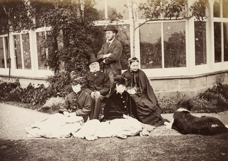 George Campion Courthope (in top hat) with his wife Anna and family members at Whiligh, c1870 (ESBHRO ACC 12833/15/1/1). Image courtesy of East Sussex, Brighton and Hove Record Office.