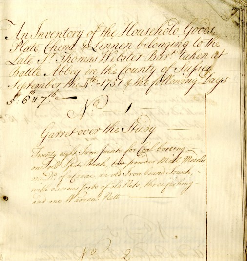 Battle Abbey inventory dated 1751.