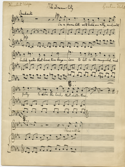 Autograph working manuscript of The Dream-City; this work was given its premiere at Louise Dyer’s home in Paris on 9 November 1929. 
