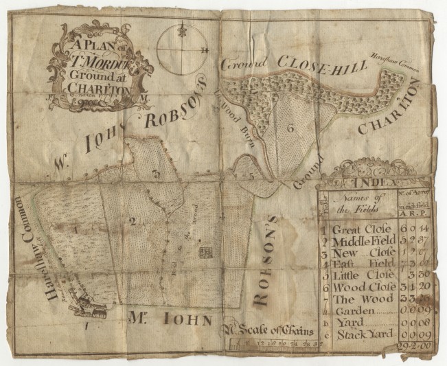 Manuscript plan of the Charlton Estate, 1779.