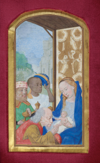 Miniature representing the Adoration of the Magi.