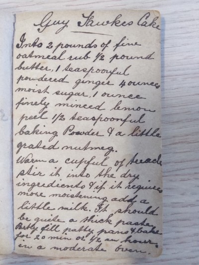 One of the recipes included in the diary.  