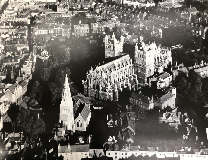 Exeter Cathedral and Bedford Circus.