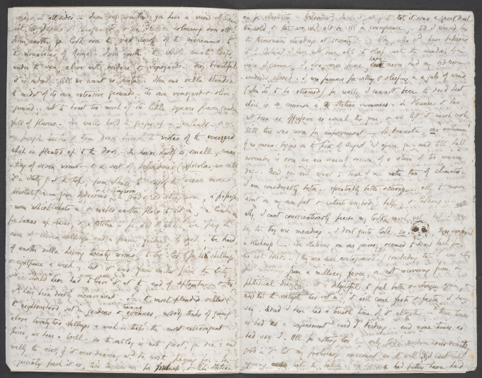 Elizabeth Barrett Browning to her sister, Henrietta, from Siena, 7-8 September 1850 (Add MS 89761).