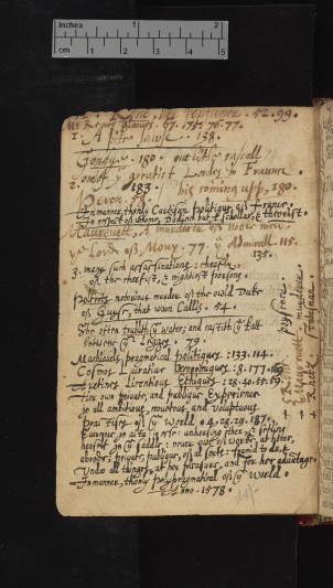 Harvey’s list of contents on the title page verso and the date of reading, 1578, in lower margin. Courtesy of the Syndics of Cambridge University Library.