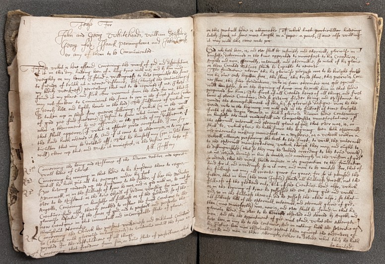 Jaffray manuscript, pages 1 and 2.