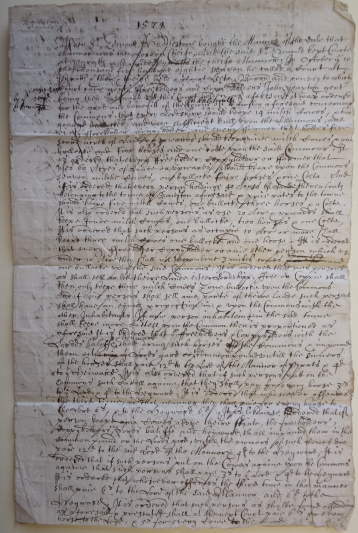Document relating to the Manor of Sawston, 1572.  