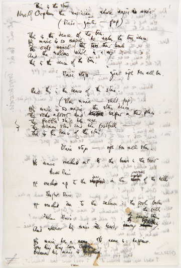 Page from a holograph manuscript of the play 'Orpheus & Eurydice'.