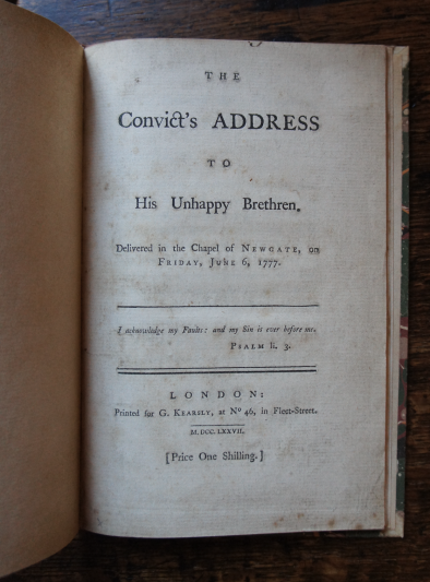 The title page of The Convict’s Address. 