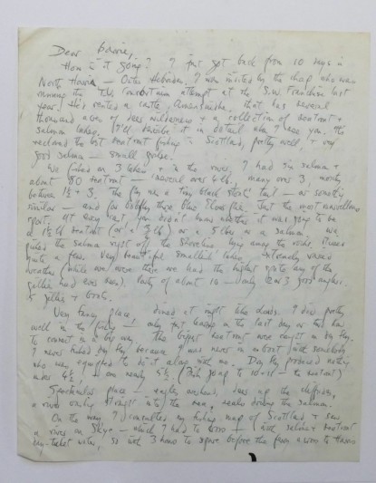Letter from Ted Hughes to Barrie Cooke.  Images courtesy of Pembroke College, Cambridge.