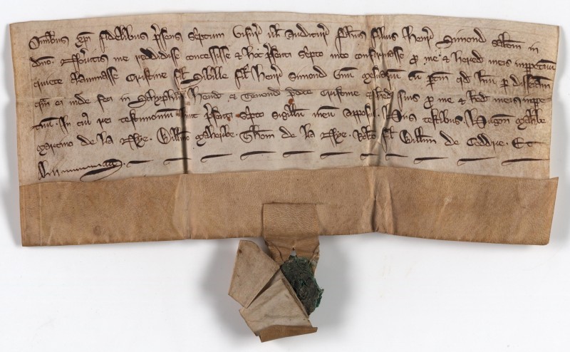 Grant and quitclaim of a messuage in the vill of Shipham (Schypham), c1290. This has been donated to the South West Heritage Trust. 