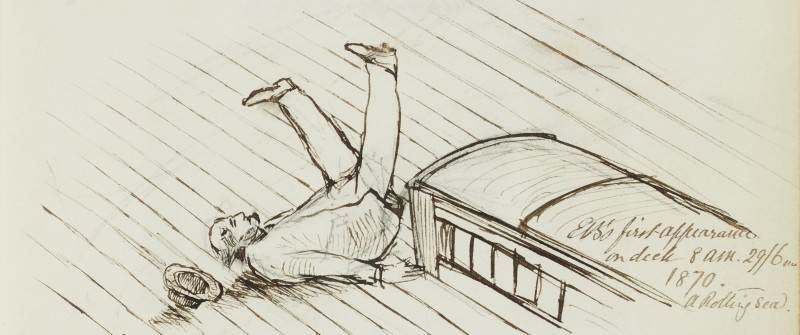 Edward on deck in a rolling sea on the morning of the 29th June 1870. 