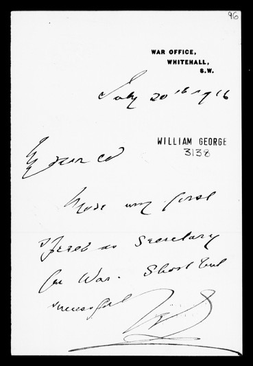 The Letters of David Lloyd George to his brother, 20 July 1916. Image courtesy of National Library of Wales.