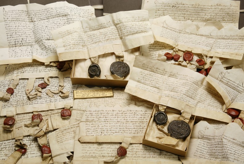 Manorial deeds relating to Tottenham, 14-15th centuries.  FNL grant 2013. Image courtesy of Bruce Castle Museum (Haringey Culture, Libraries and Learning).